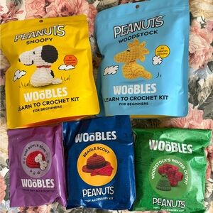 Woobles crochet kits. Snoopy and Woodstock with accessories